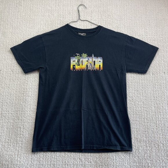 Y2K Vintage Steve and Barry's Florida Sunshine State Print T-Shirt Black Sz M - Picture 1 of 12